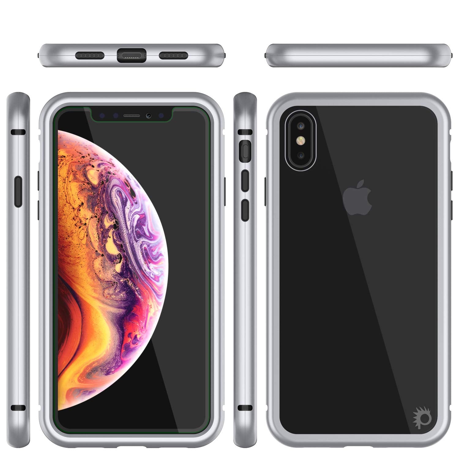 iPhone XS Max Case, Punkcase Magnetic Shield Protective TPU Cover W/ Tempered Glass Screen Protector [Silver]