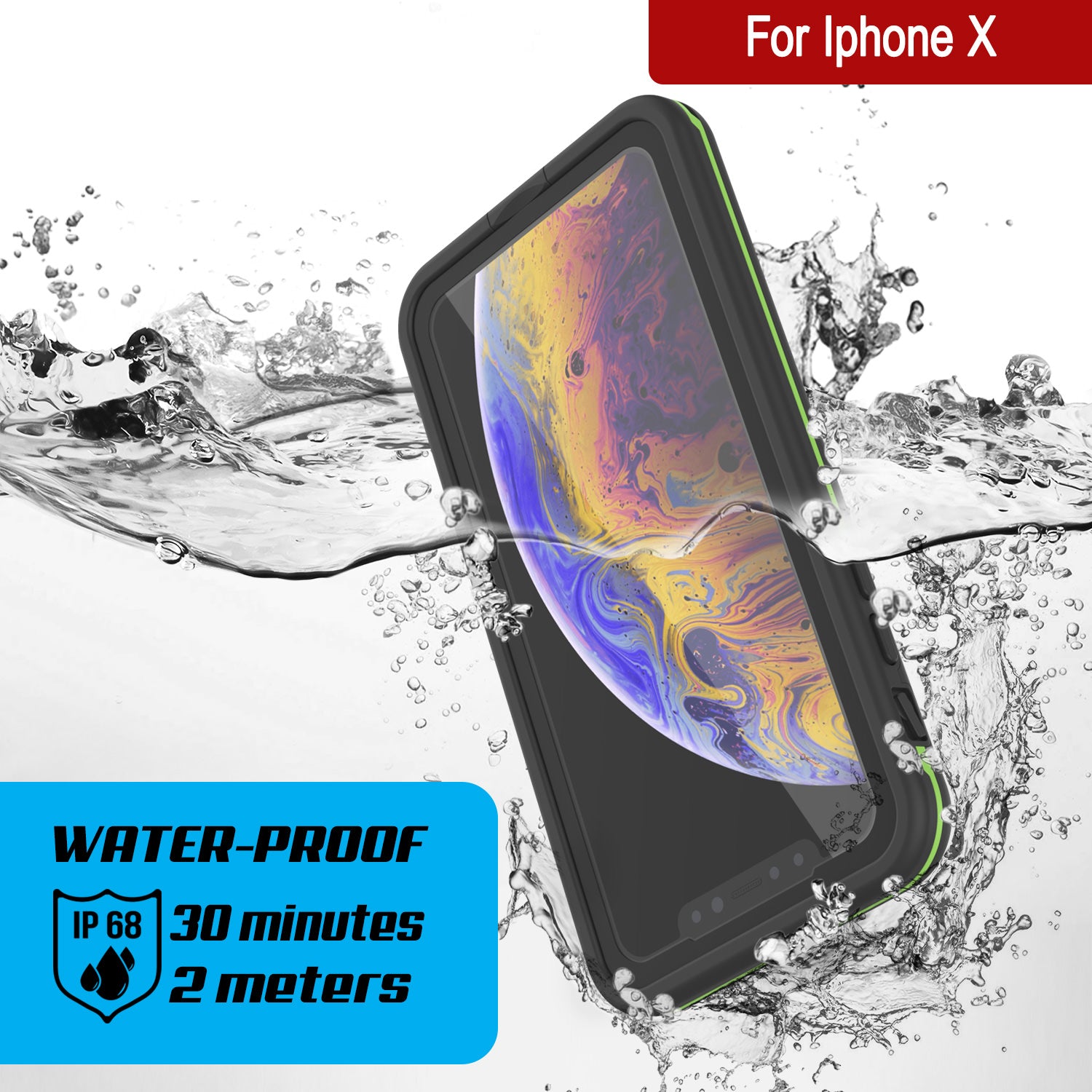 Punkcase iPhone X Waterproof Case Aqua Series Armor Cover Black