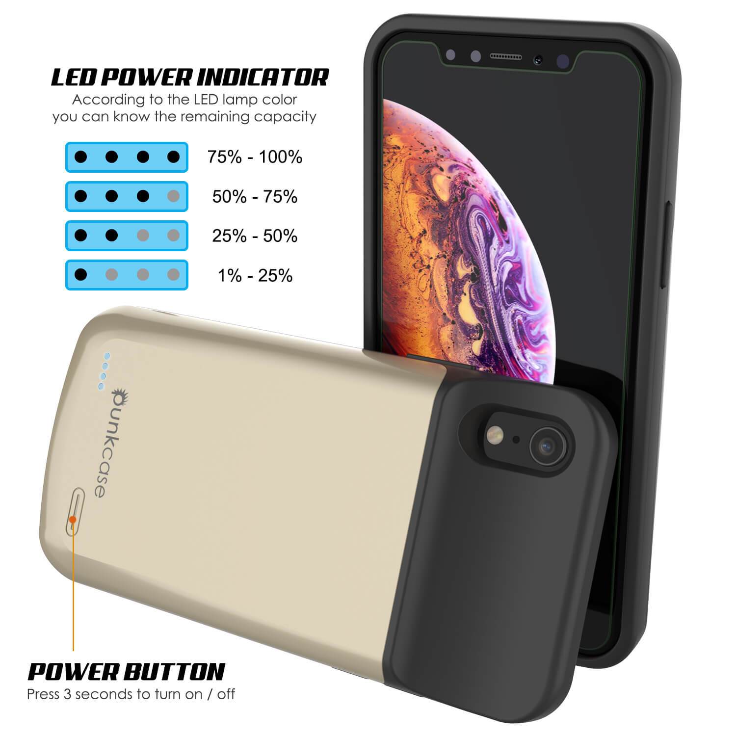 iPhone 11 Battery Case, PunkJuice 5000mAH Fast Charging Power Bank W/ Screen Protector | [Gold]