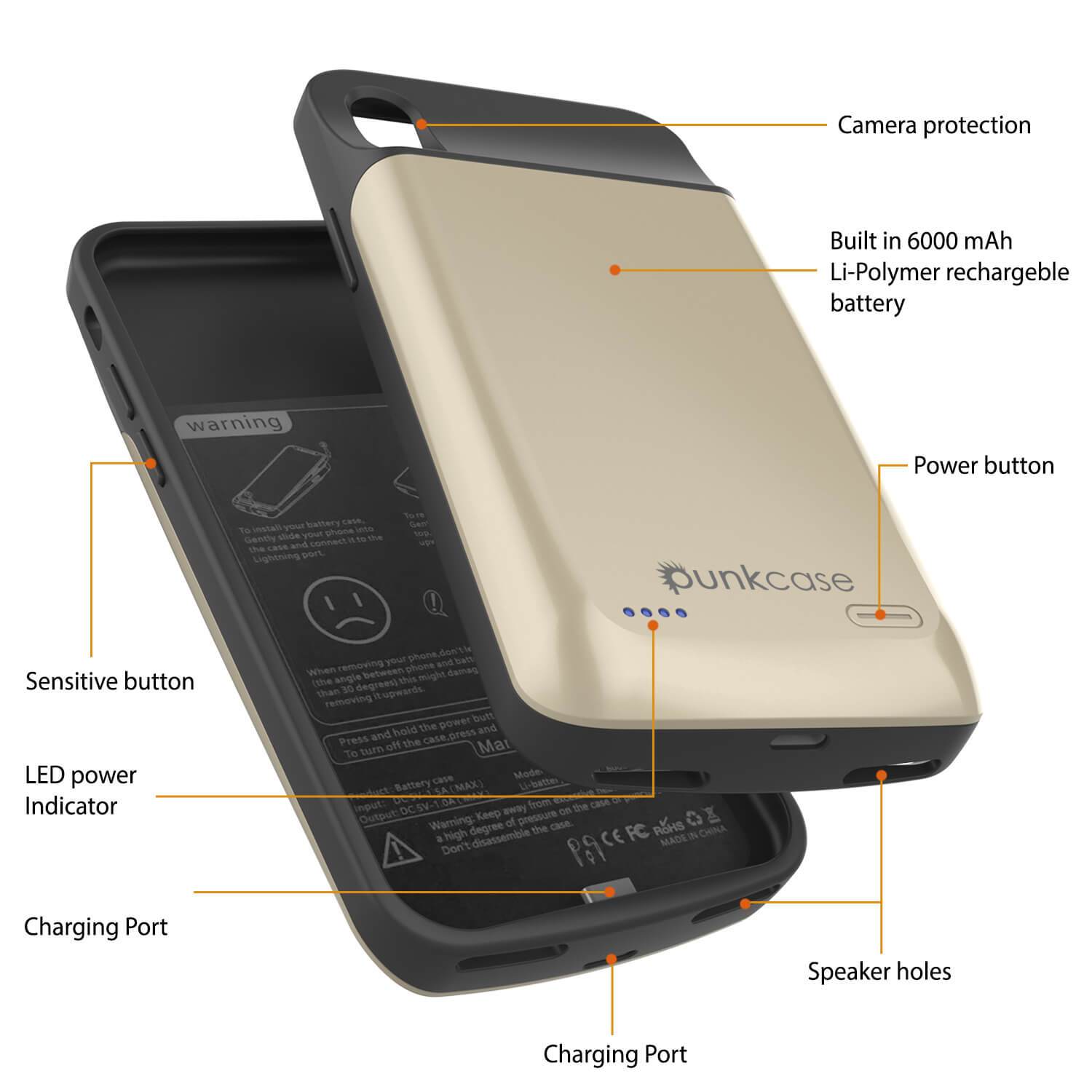 iPhone 11 Pro Max Battery Case, PunkJuice 5000mAH Fast Charging Power Bank W/ Screen Protector | [Gold]