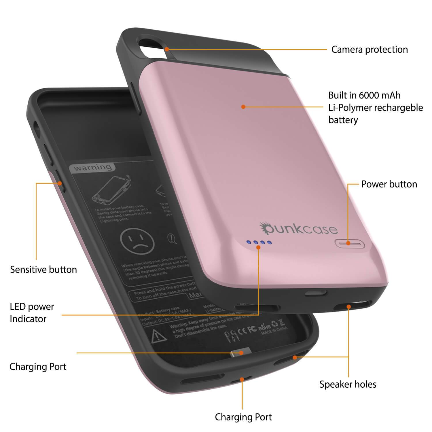 iPhone 11 Battery Case, PunkJuice 5000mAH Fast Charging Power Bank W/ Screen Protector | [Rose-Gold]