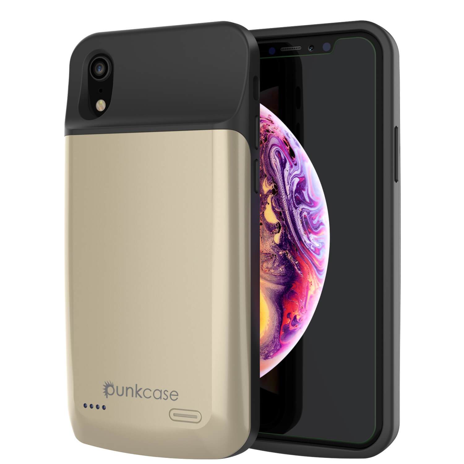 iPhone 11 Battery Case, PunkJuice 5000mAH Fast Charging Power Bank W/ Screen Protector | [Gold]