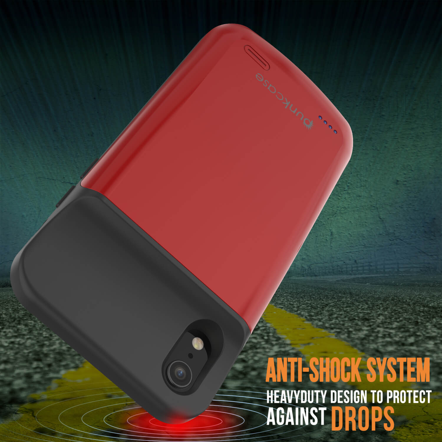 iphone XR Battery Case, PunkJuice 5000mAH Fast Charging Power Bank W/ Screen Protector | [Red]