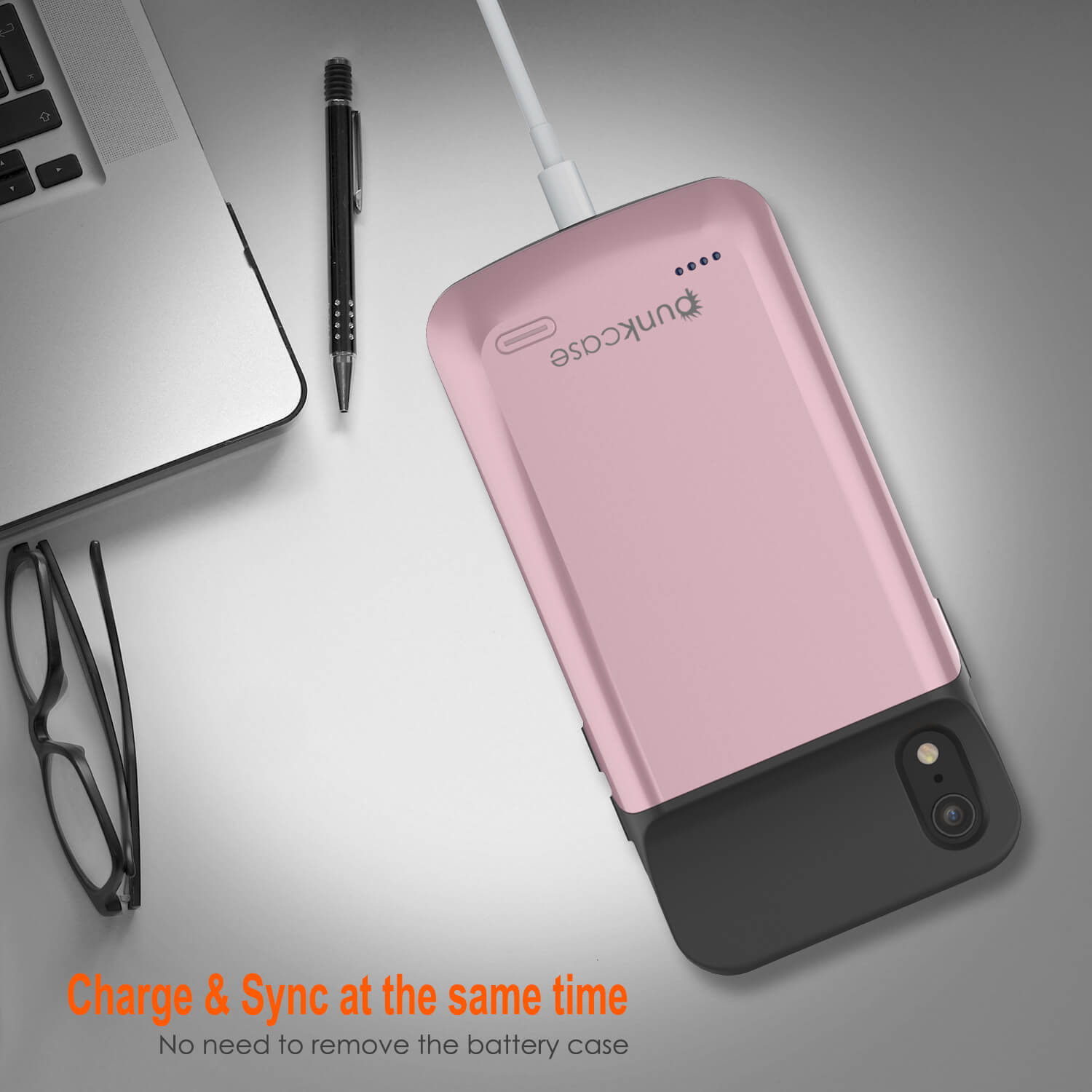 iphone XR Battery Case, PunkJuice 5000mAH Fast Charging Power Bank W/ Screen Protector | [Rose-Gold]