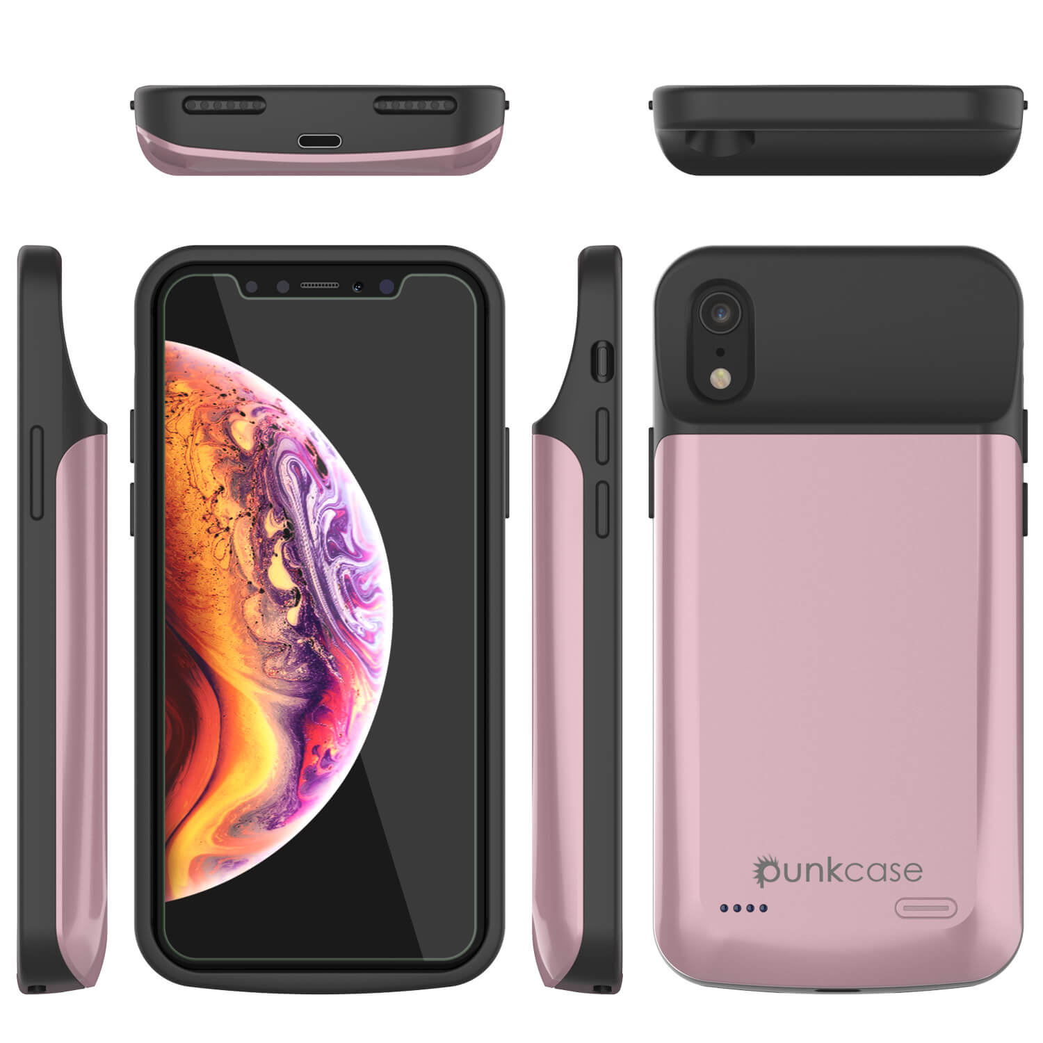 iphone XR Battery Case, PunkJuice 5000mAH Fast Charging Power Bank W/ Screen Protector | [Rose-Gold]
