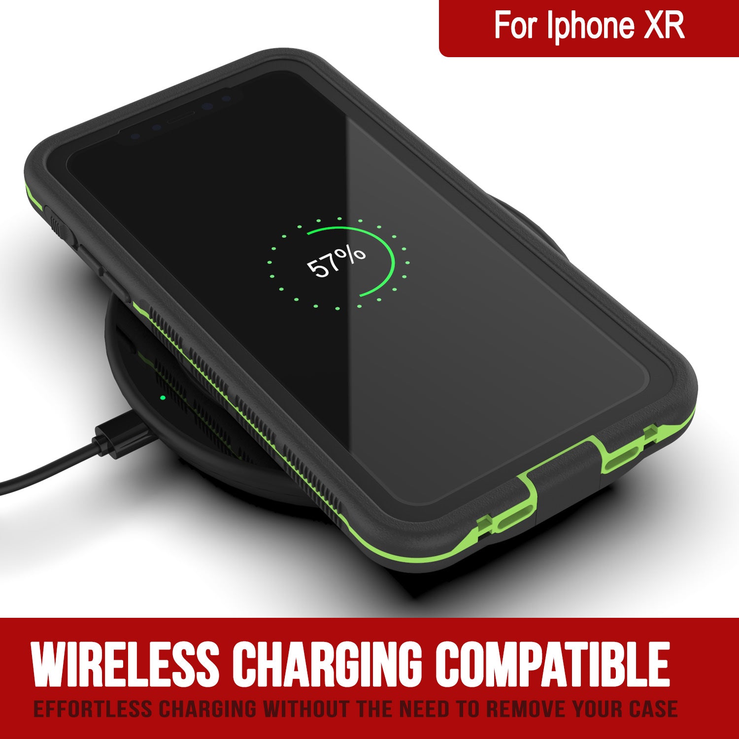 Punkcase iPhone XR Waterproof Case [Aqua Series] Armor Cover [Clear Black] [Clear Back]