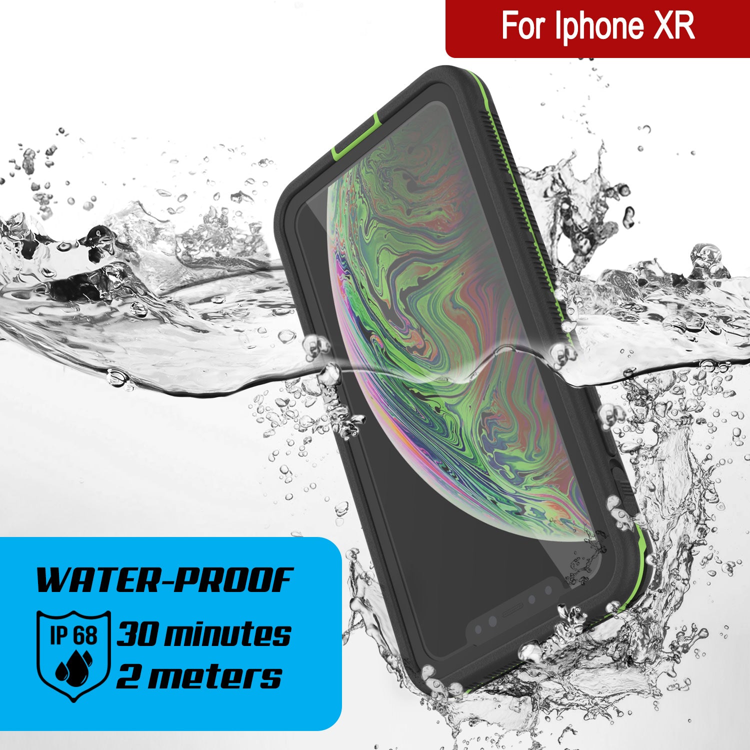 Punkcase iPhone XR Waterproof Case [Aqua Series] Armor Cover [Clear Black] [Clear Back]
