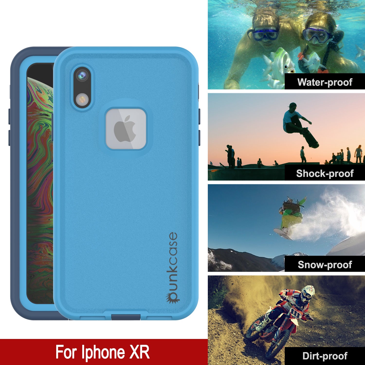 Punkcase iPhone XR Waterproof Case [Aqua Series] Armor Cover [Blue]