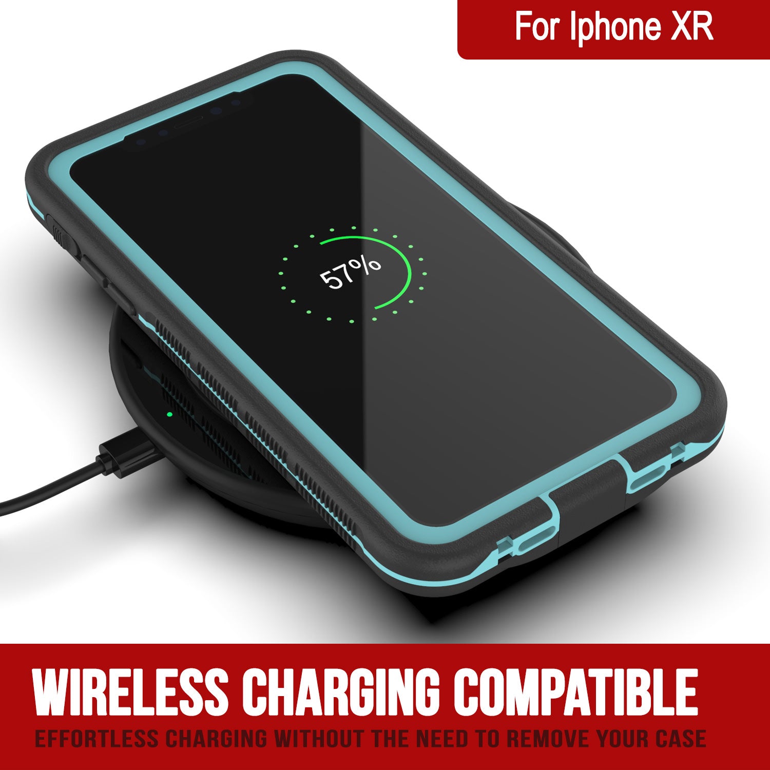 Punkcase iPhone XR Waterproof Case [Aqua Series] Armor Cover [Clear Teal] [Clear Back]