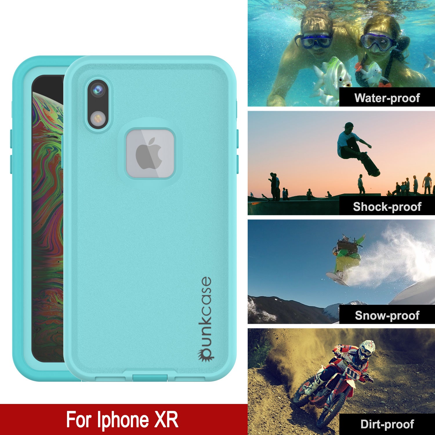 Punkcase iPhone XR Waterproof Case [Aqua Series] Armor Cover [Teal]