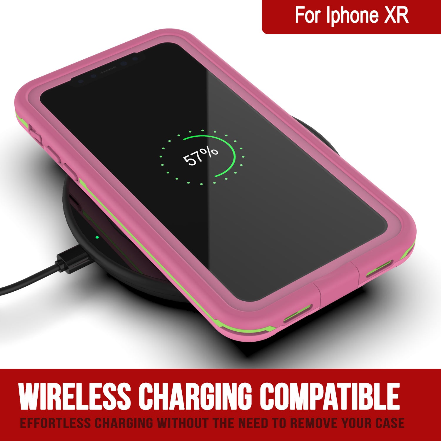 Punkcase iPhone XR Waterproof Case [Aqua Series] Armor Cover [Rose Red]