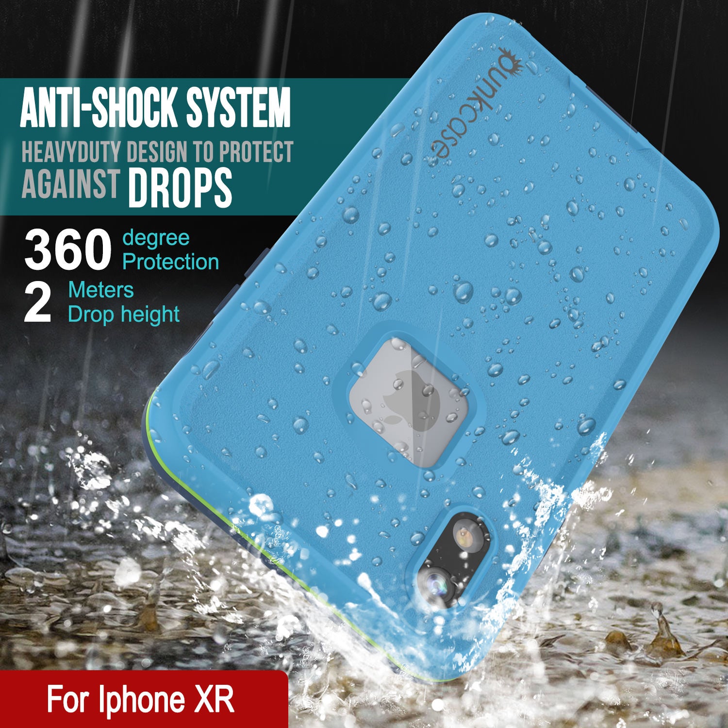 Punkcase iPhone XR Waterproof Case [Aqua Series] Armor Cover [Blue]