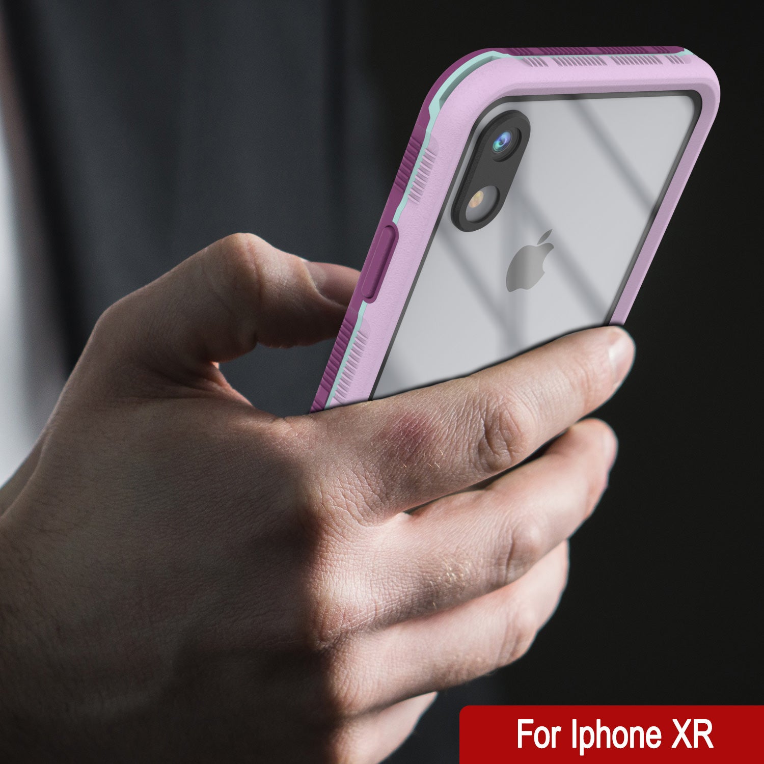 Punkcase iPhone XR Waterproof Case [Aqua Series] Armor Cover [Clear Purple] [Clear Back]