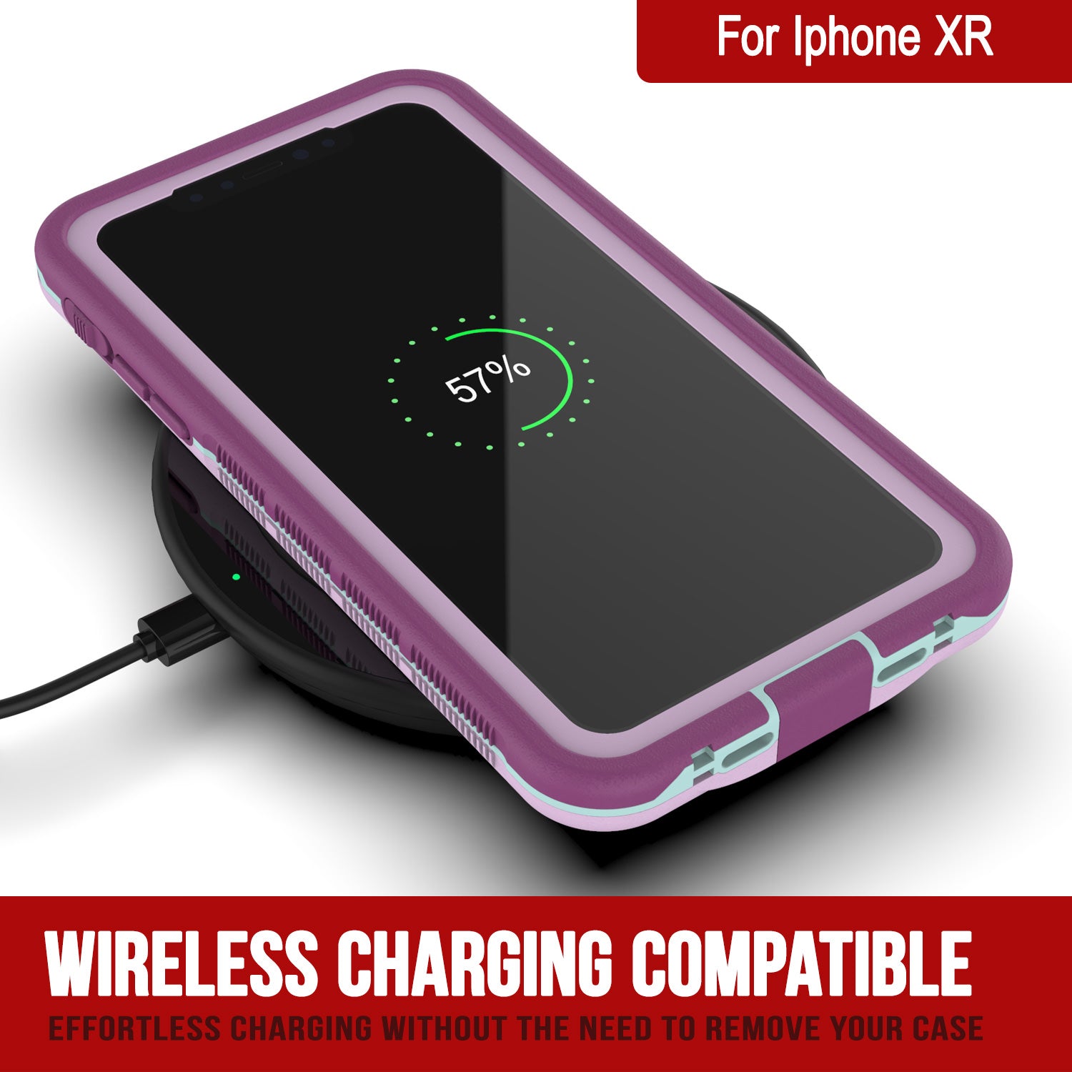 Punkcase iPhone XR Waterproof Case [Aqua Series] Armor Cover [Clear Purple] [Clear Back]