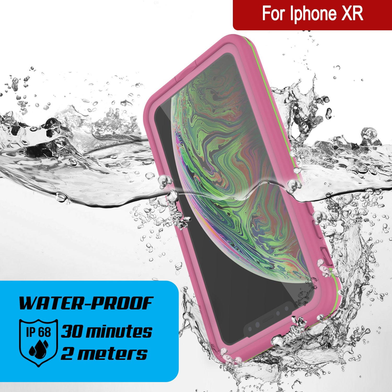 Punkcase iPhone XR Waterproof Case [Aqua Series] Armor Cover [Rose Red]