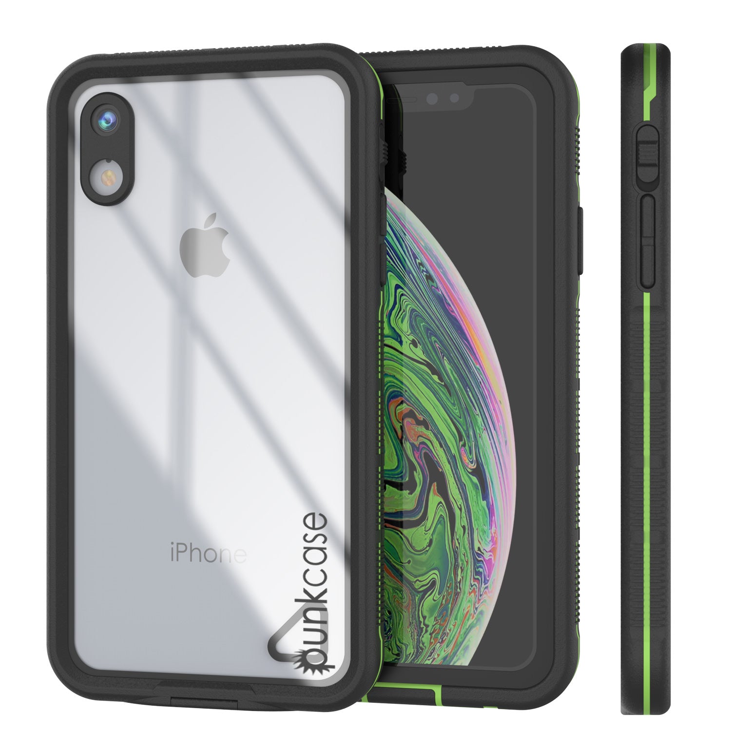 Punkcase iPhone XR Waterproof Case [Aqua Series] Armor Cover [Clear Black] [Clear Back]