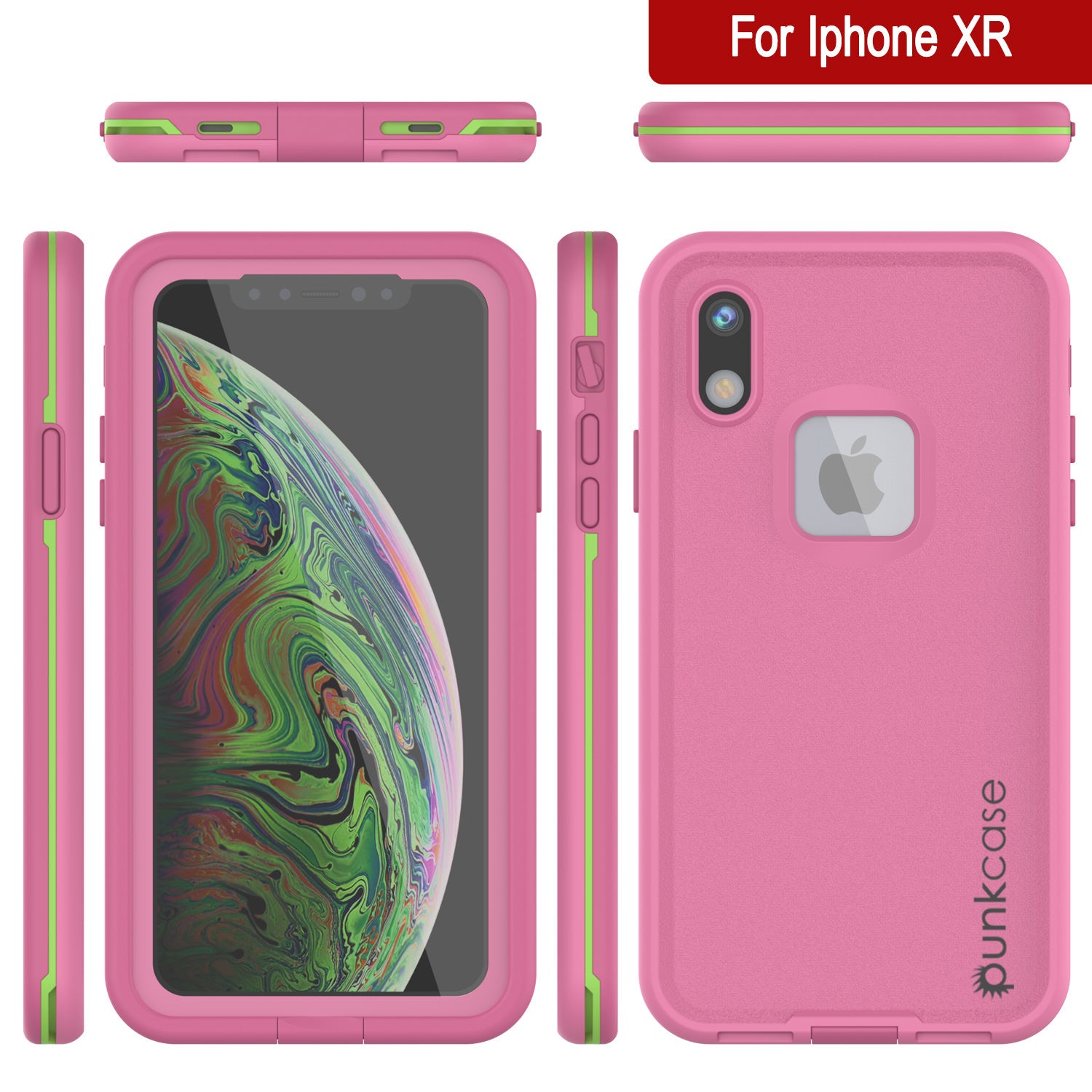 Punkcase iPhone XR Waterproof Case [Aqua Series] Armor Cover [Rose Red]