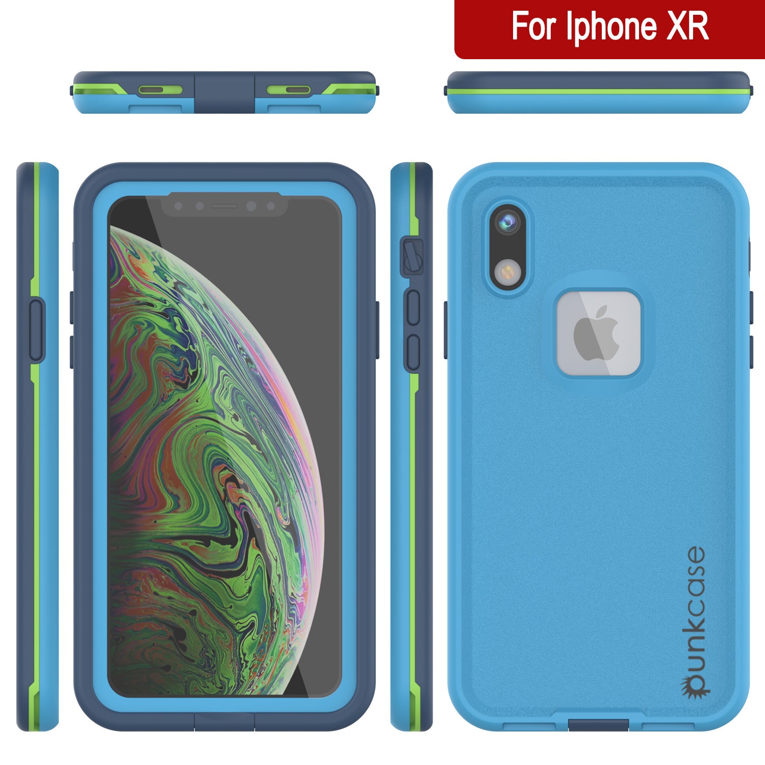 Punkcase iPhone XR Waterproof Case [Aqua Series] Armor Cover [Blue]