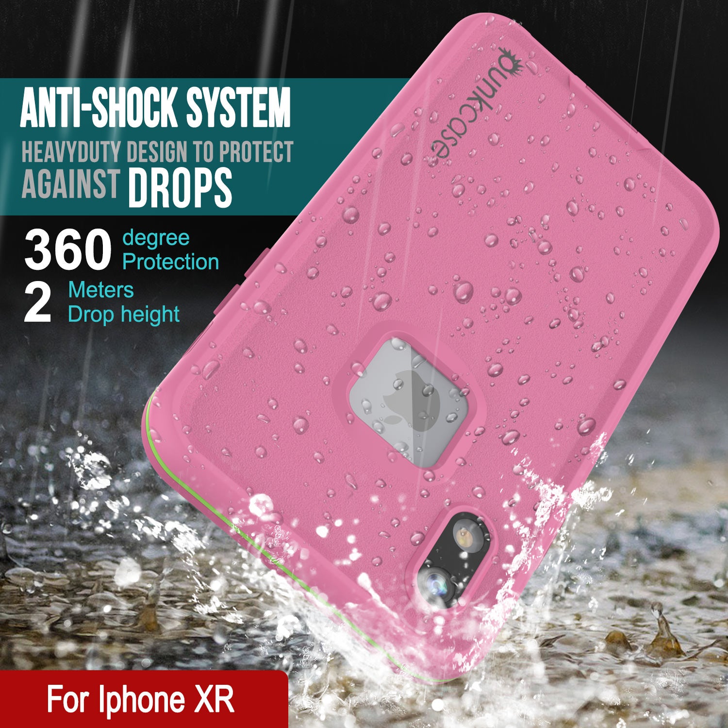 Punkcase iPhone XR Waterproof Case [Aqua Series] Armor Cover [Rose Red]