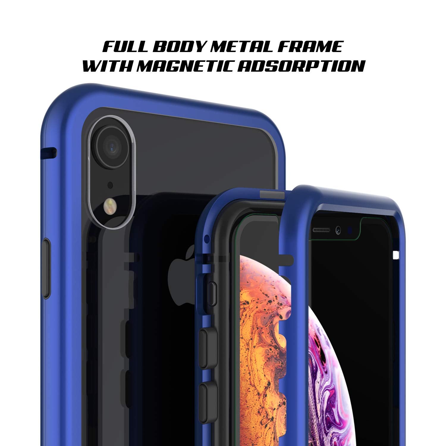 iPhone XR Case, Punkcase Magnetic Shield Protective TPU Cover W/ Tempered Glass Screen Protector [Blue]