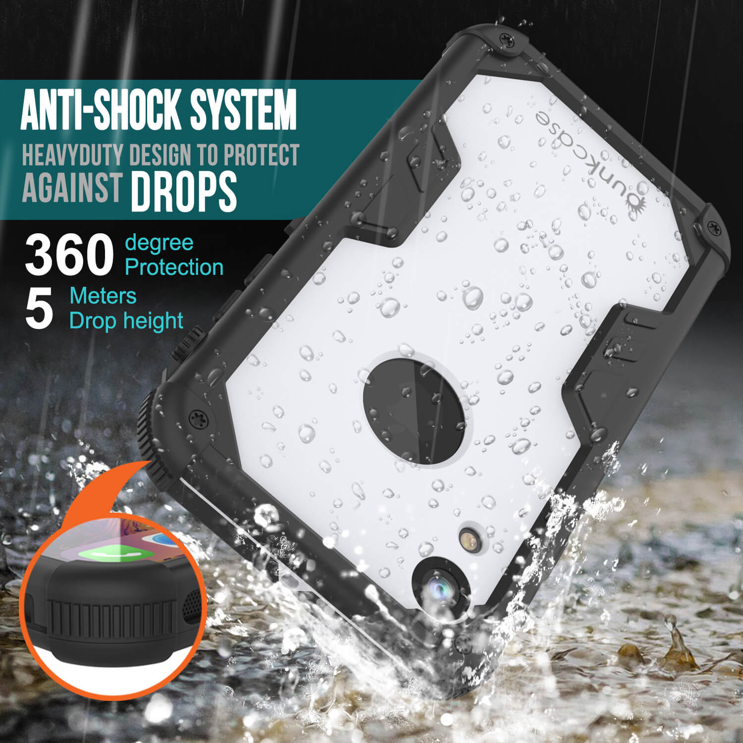 iPhone XR Waterproof Case, Punkcase [Navy Seal Extreme Series] Armor Cover W/ Built In Screen Protector [White]