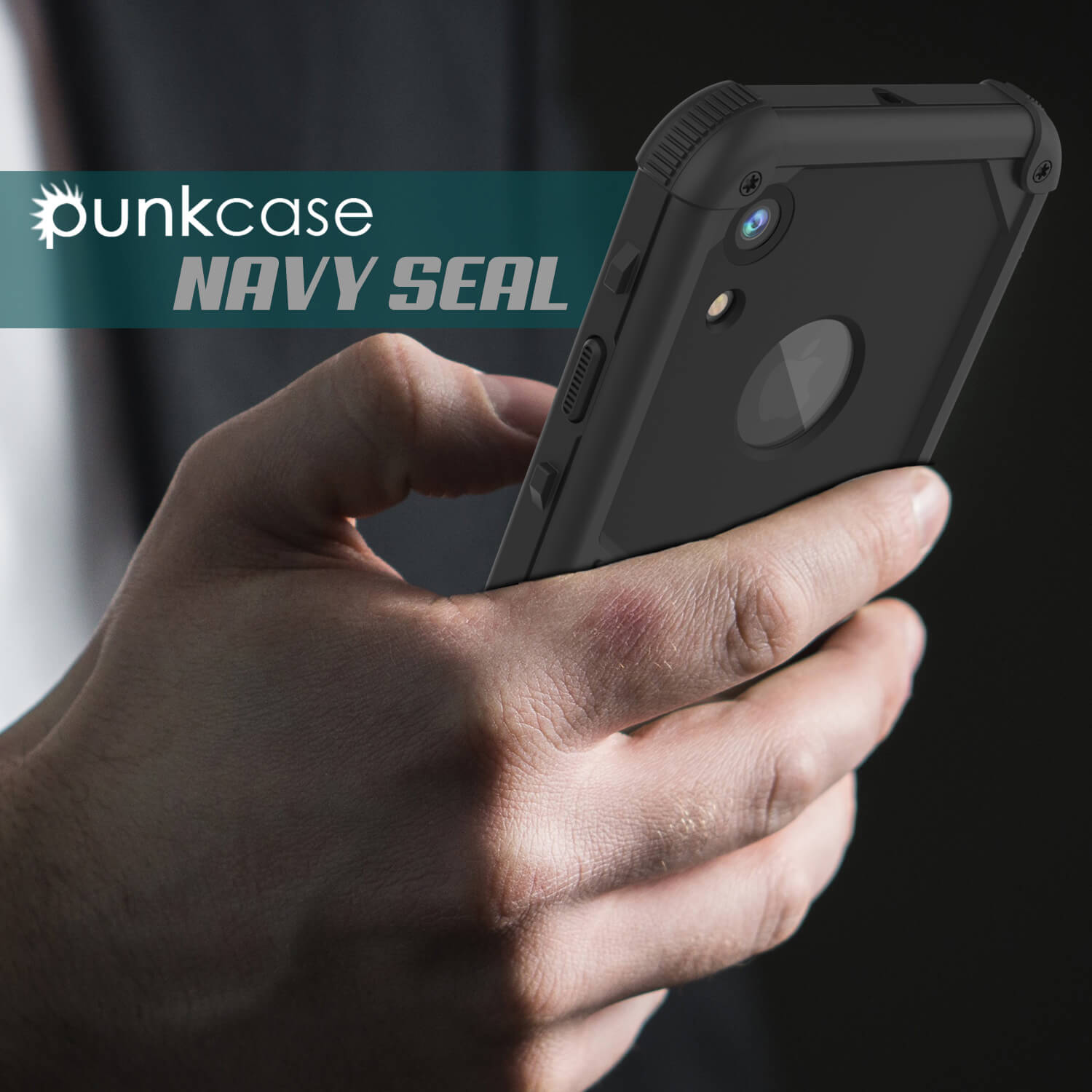 iPhone XR Waterproof Case, Punkcase [Navy Seal Extreme Series] Armor Cover W/ Built In Screen Protector [Black]