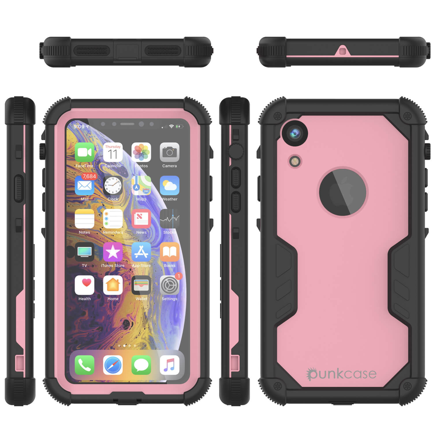 iPhone XR Waterproof Case, Punkcase [Navy Seal Extreme Series] Armor Cover W/ Built In Screen Protector [Pink]