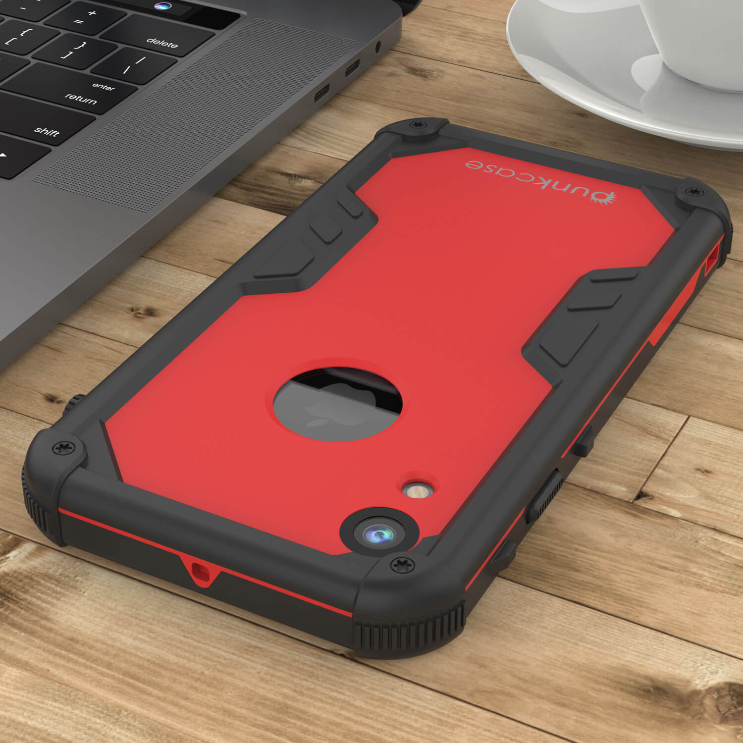iPhone XR Waterproof Case, Punkcase [Navy Seal Extreme Series] Armor Cover W/ Built In Screen Protector [Red]