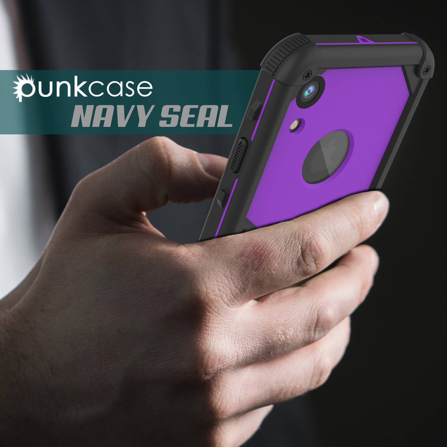 iPhone XR Waterproof Case, Punkcase [Navy Seal Extreme Series] Armor Cover W/ Built In Screen Protector [Purple]