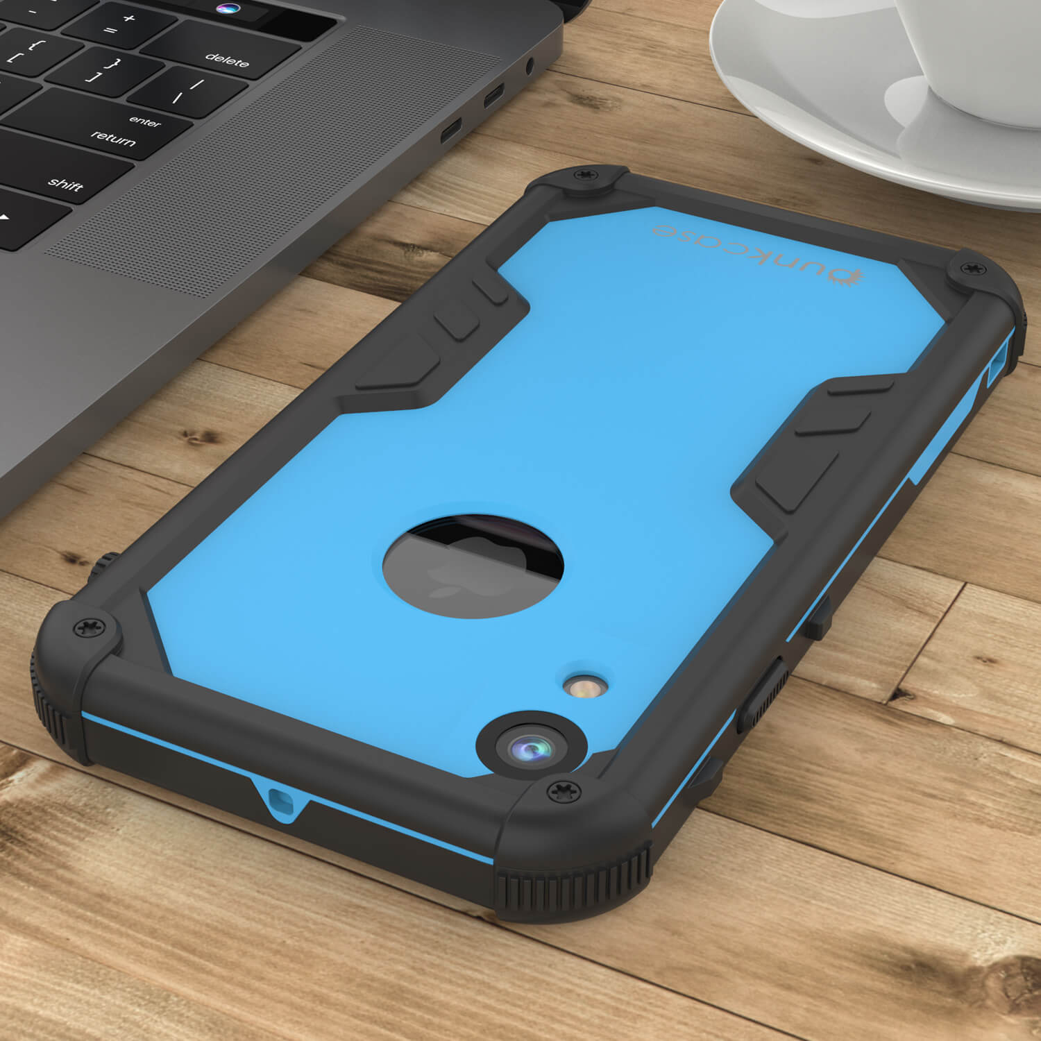 iPhone XR Waterproof Case, Punkcase [Navy Seal Extreme Series] Armor Cover W/ Built In Screen Protector [Light Blue]