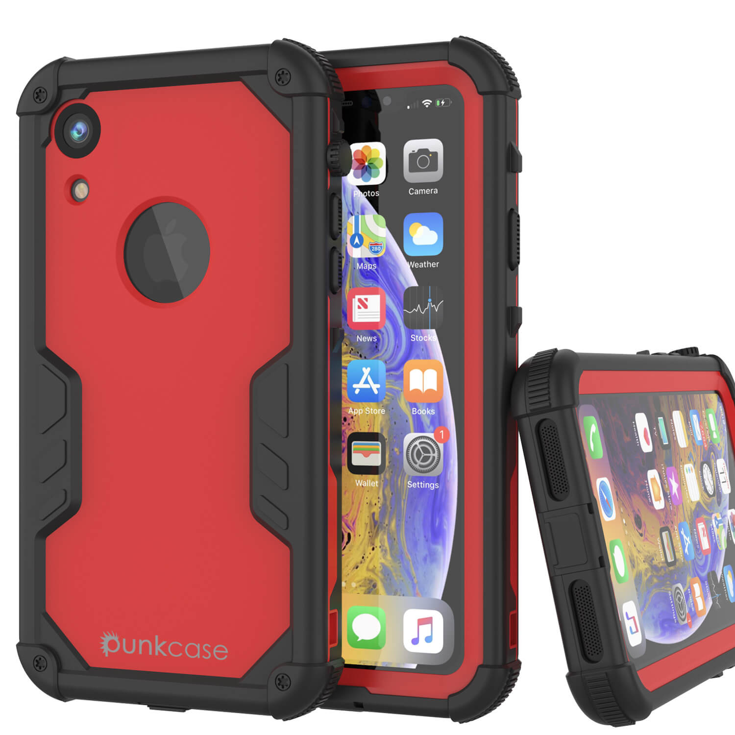 iPhone XR Waterproof Case, Punkcase [Navy Seal Extreme Series] Armor Cover W/ Built In Screen Protector [Red]