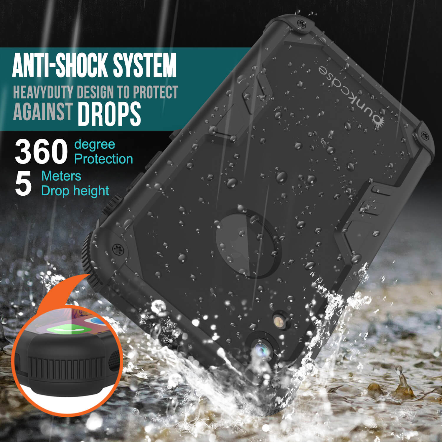 iPhone XR Waterproof Case, Punkcase [Navy Seal Extreme Series] Armor Cover W/ Built In Screen Protector [Black]