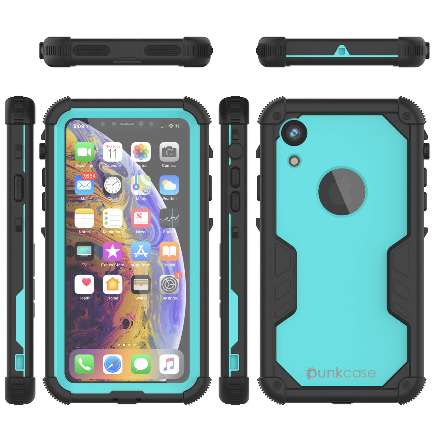 iPhone XR Waterproof Case, Punkcase [Navy Seal Extreme Series] Armor Cover W/ Built In Screen Protector [Teal]