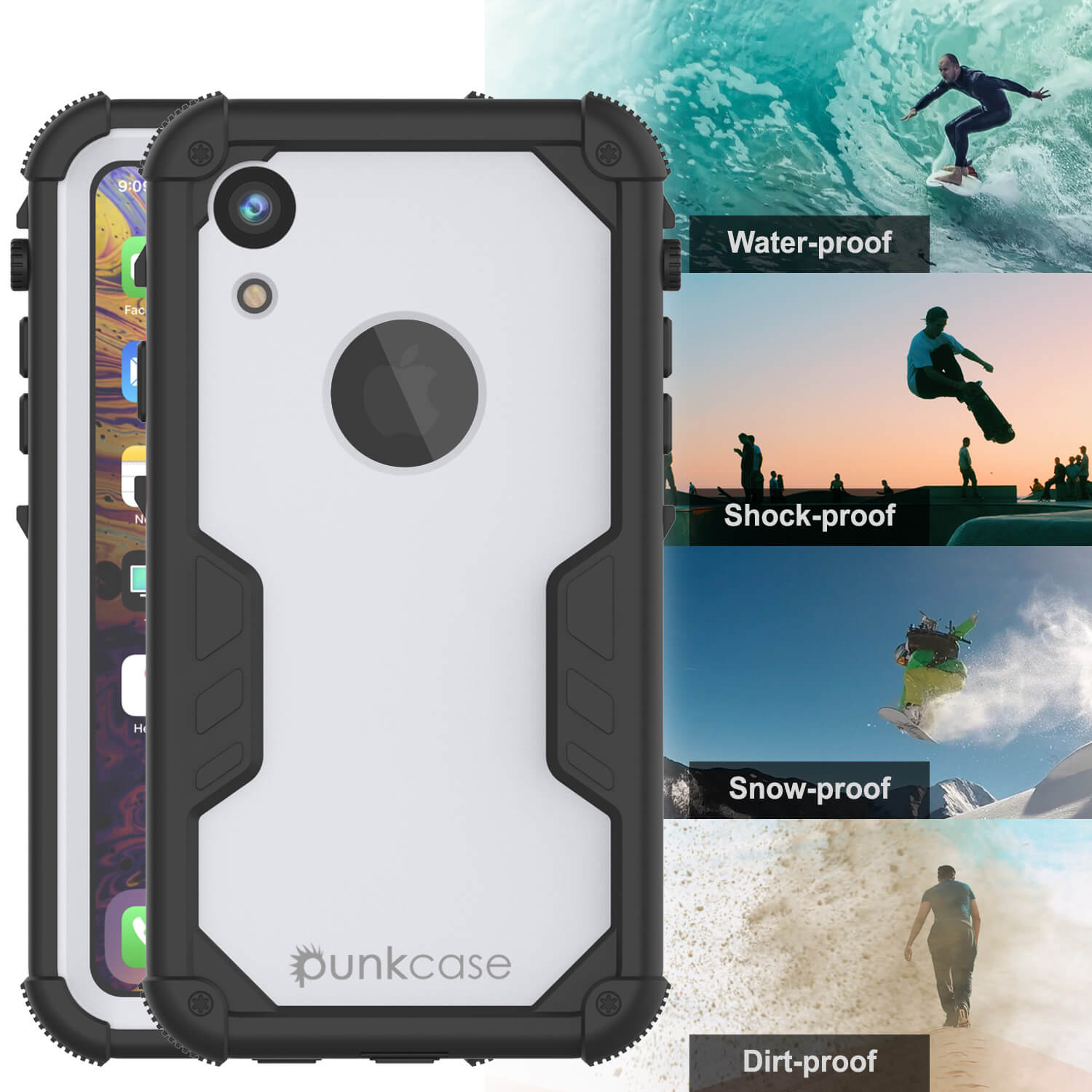 iPhone XR Waterproof Case, Punkcase [Navy Seal Extreme Series] Armor Cover W/ Built In Screen Protector [White]