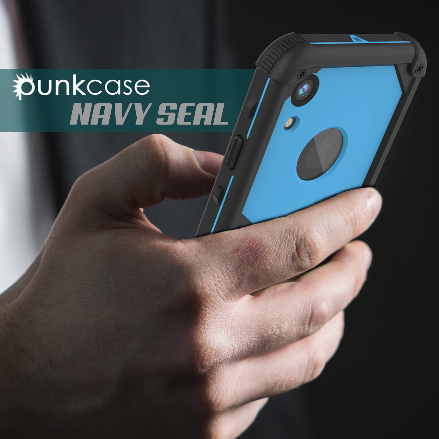iPhone XR Waterproof Case, Punkcase [Navy Seal Extreme Series] Armor Cover W/ Built In Screen Protector [Light Blue]