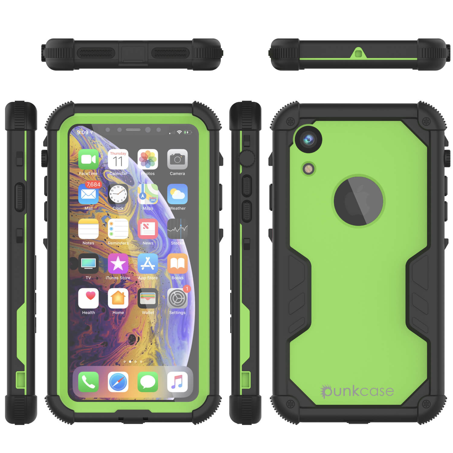 iPhone XR Waterproof Case, Punkcase [Navy Seal Extreme Series] Armor Cover W/ Built In Screen Protector [Light Green]