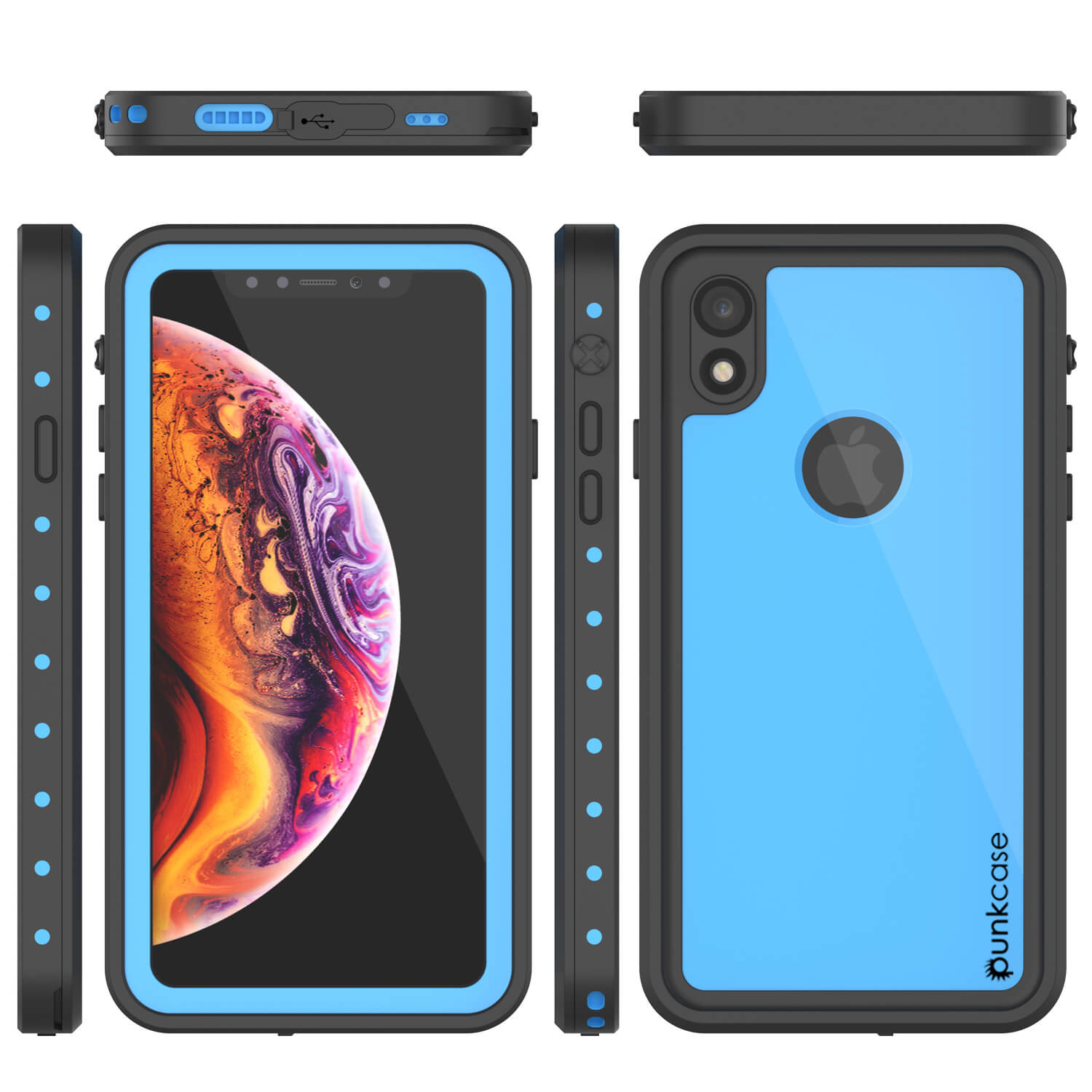 iPhone XR Waterproof IP68 Case, Punkcase [Light blue] [StudStar Series] [Slim Fit] [Dirtproof]