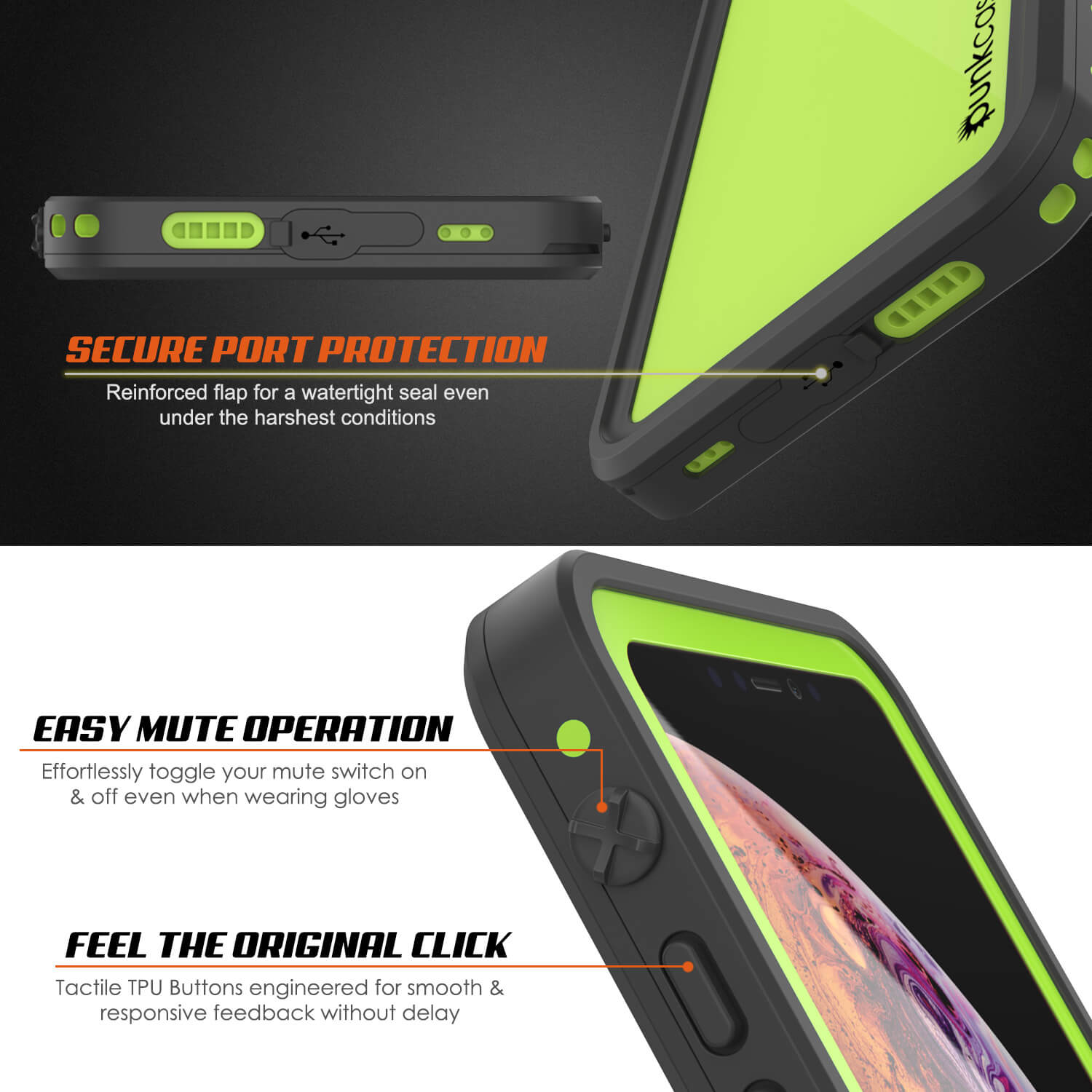 iPhone XR Waterproof IP68 Case, Punkcase [Light green] [StudStar Series] [Slim Fit] [Dirtproof]
