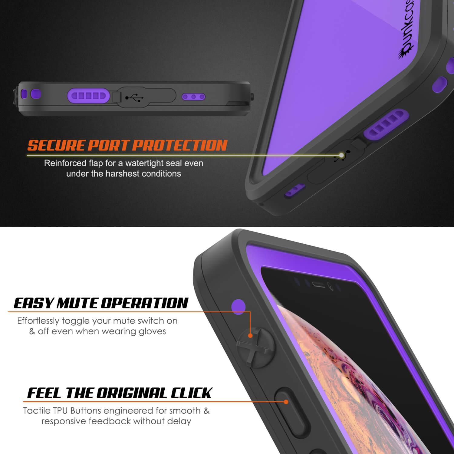 iPhone XR Waterproof IP68 Case, Punkcase [Purple] [StudStar Series] [Slim  Fit] [Dirtproof]
