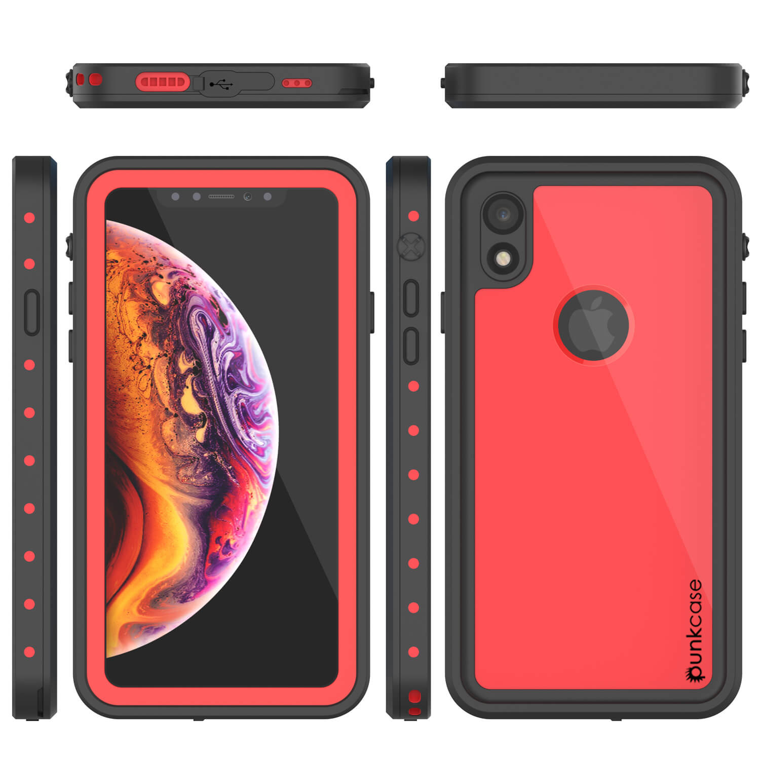 iPhone XR Waterproof IP68 Case, Punkcase [Red] [StudStar Series] [Slim Fit]