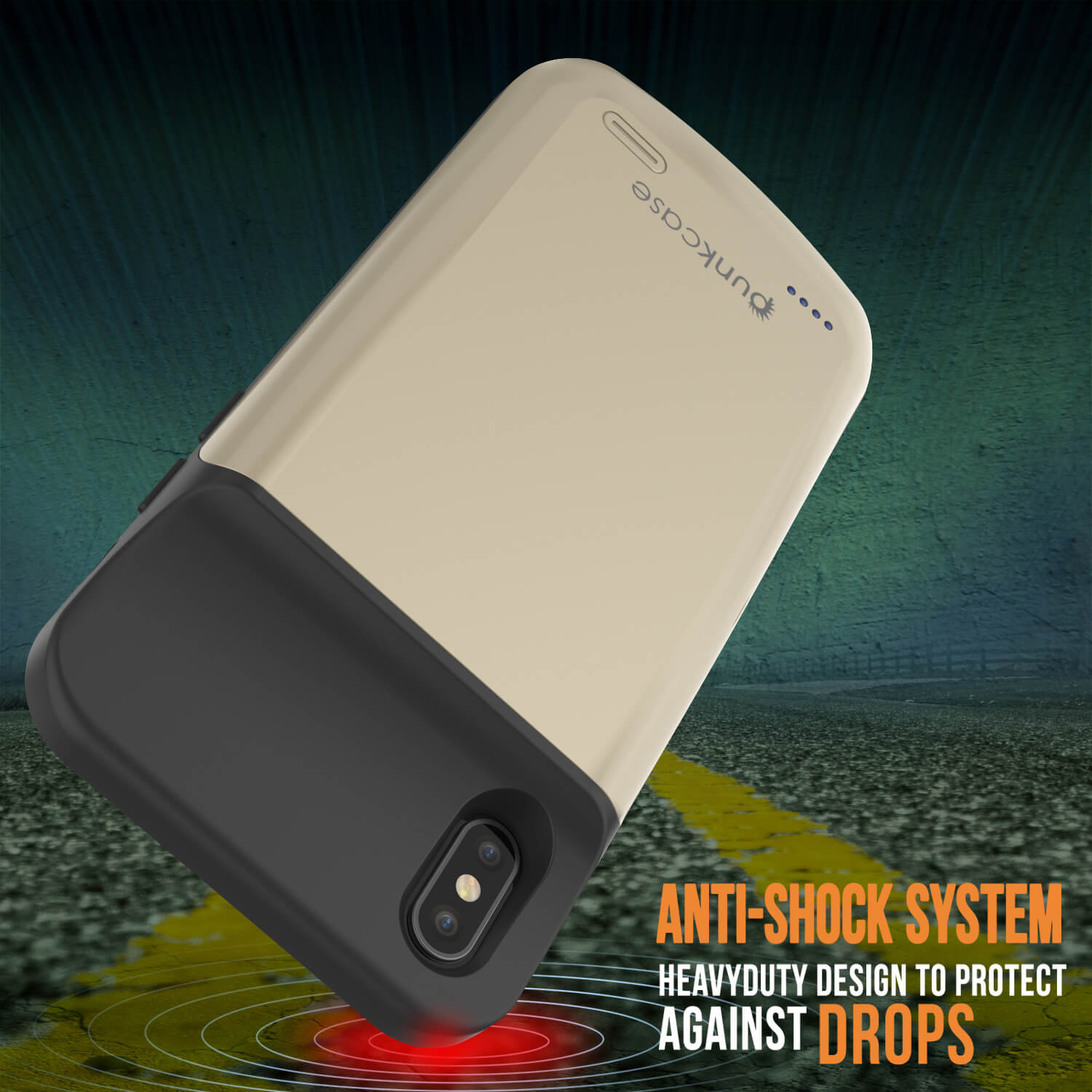 iphone XS Battery Case, PunkJuice 5000mAH Fast Charging Power Bank W/ Screen Protector | [Gold]