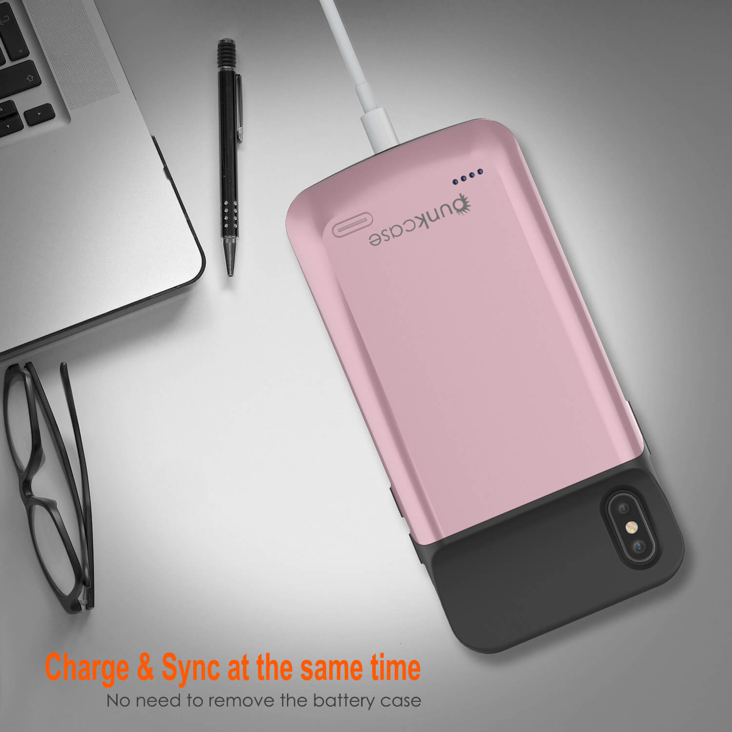 iphone XS Battery Case, PunkJuice 5000mAH Fast Charging Power Bank W/ Screen Protector | [Rose-Gold]