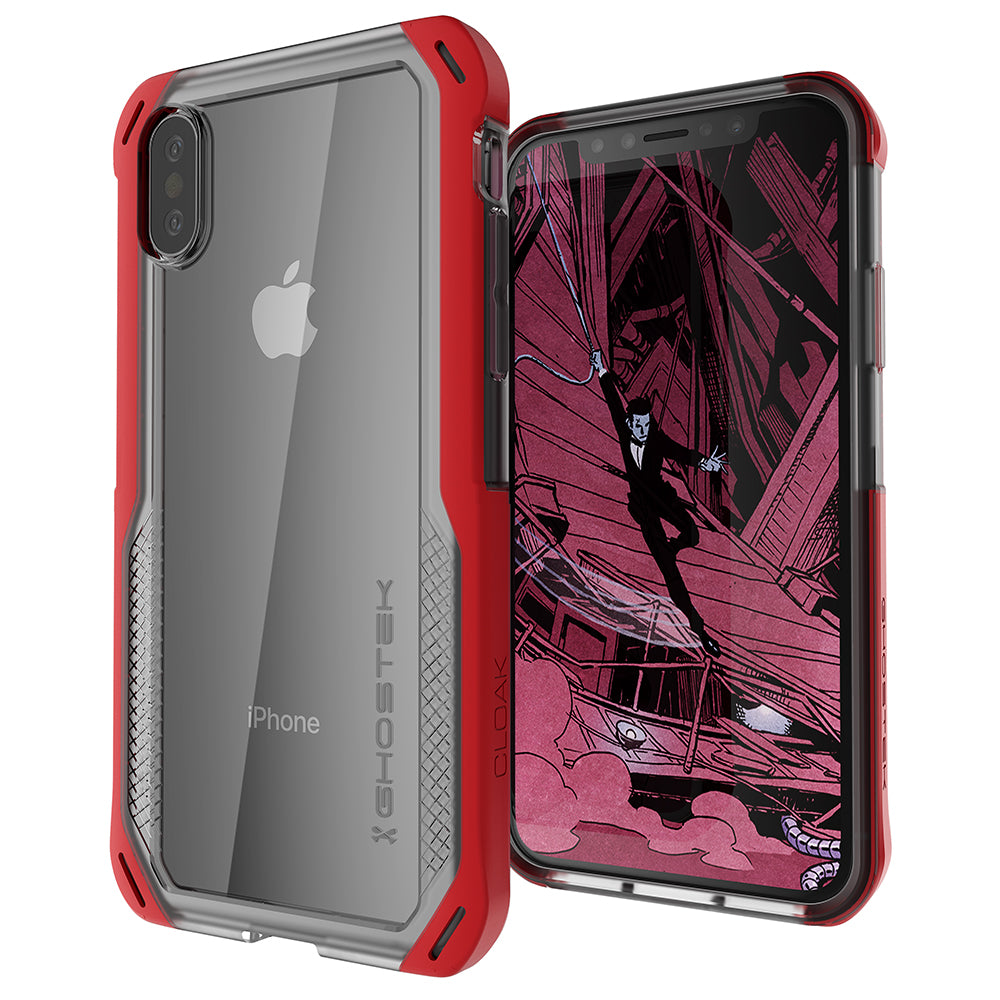 iPhone Xs Case, Ghostek Cloak 4 Series  for iPhone Xs / iPhone Pro Case | RED-CLEAR