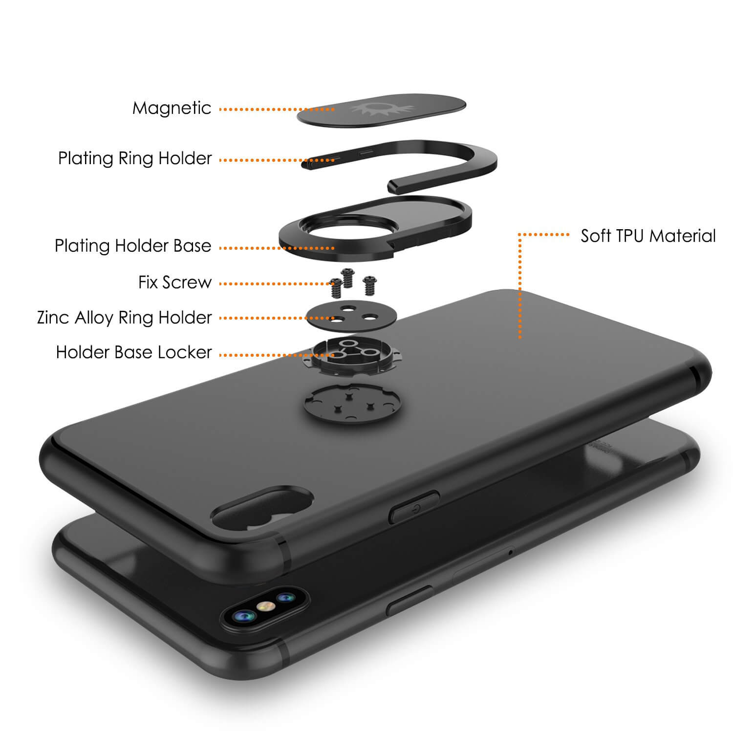 iPhone XS Case, Punkcase Magnetix Protective TPU Cover W/ Kickstand, Tempered Glass Screen Protector [Black]