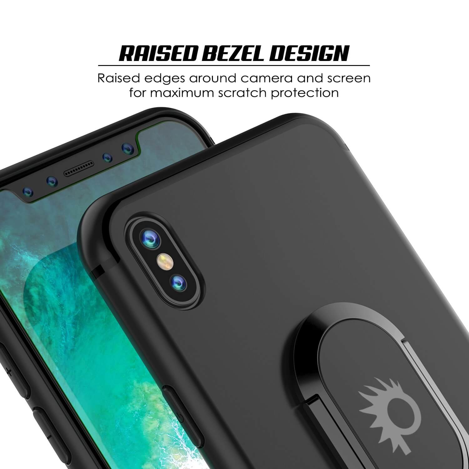 iPhone XS Case, Punkcase Magnetix Protective TPU Cover W/ Kickstand, Tempered Glass Screen Protector [Black]