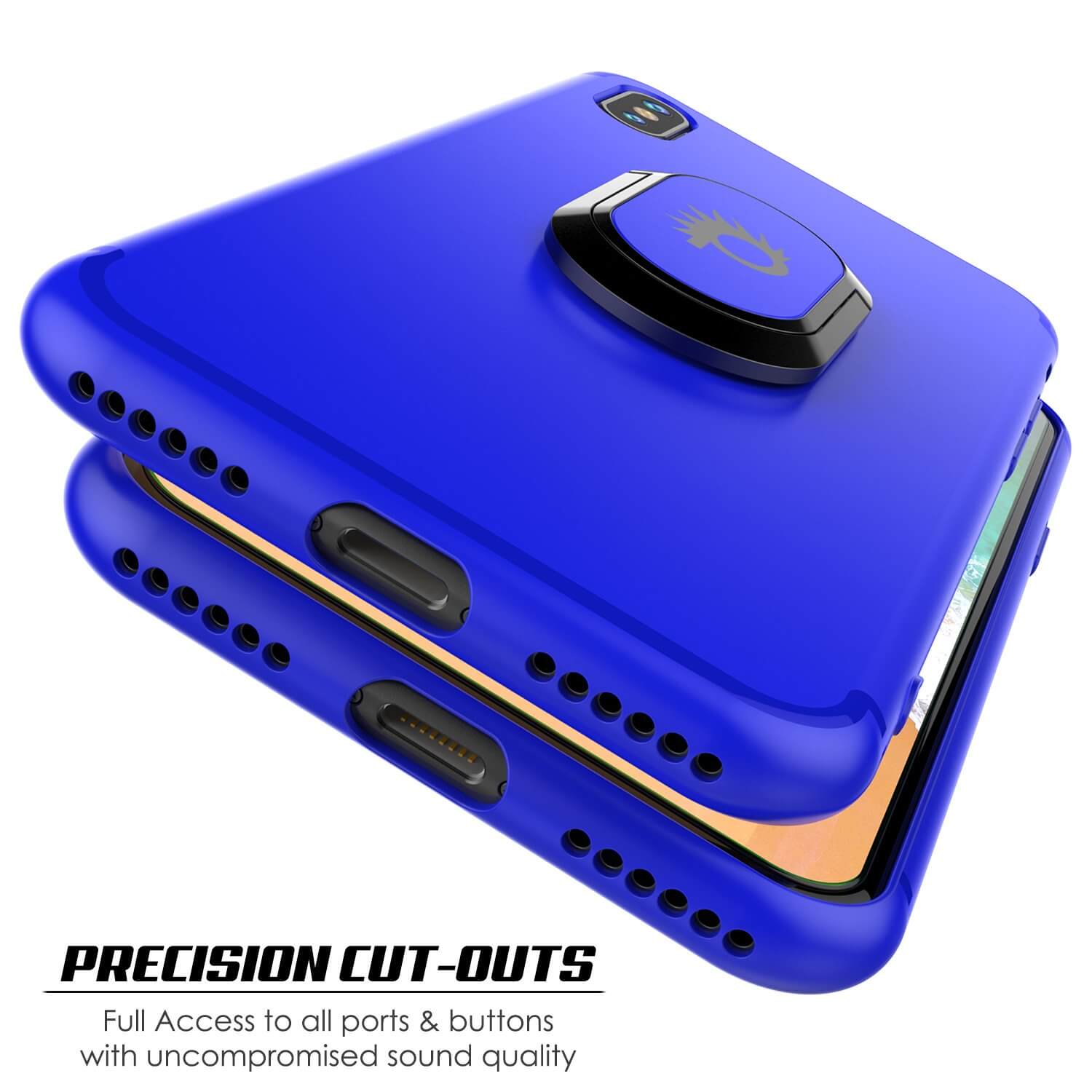 iPhone XS Case, Punkcase Magnetix Protective TPU Cover W/ Kickstand, Tempered Glass Screen Protector [Blue]