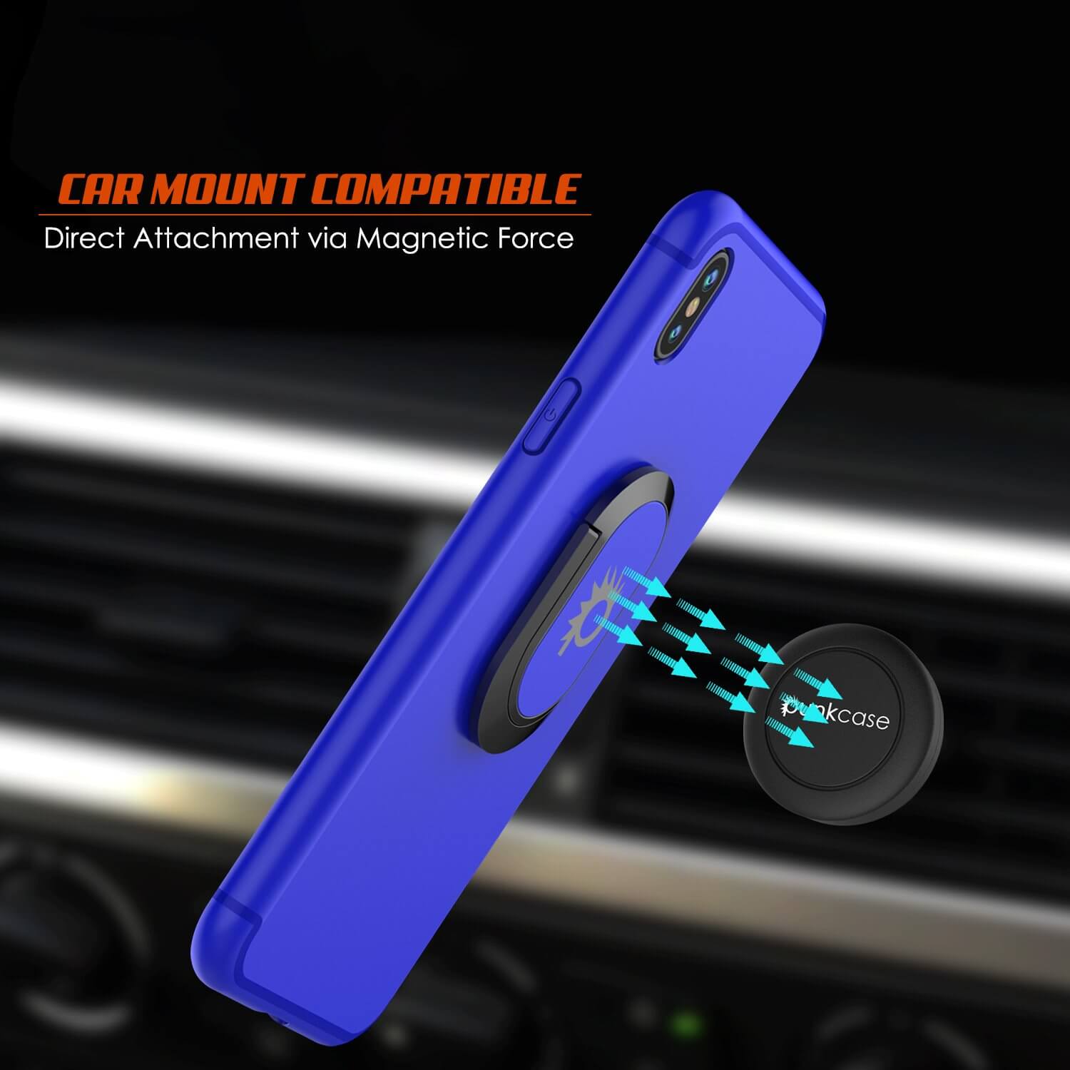 iPhone XS Case, Punkcase Magnetix Protective TPU Cover W/ Kickstand, Tempered Glass Screen Protector [Blue]