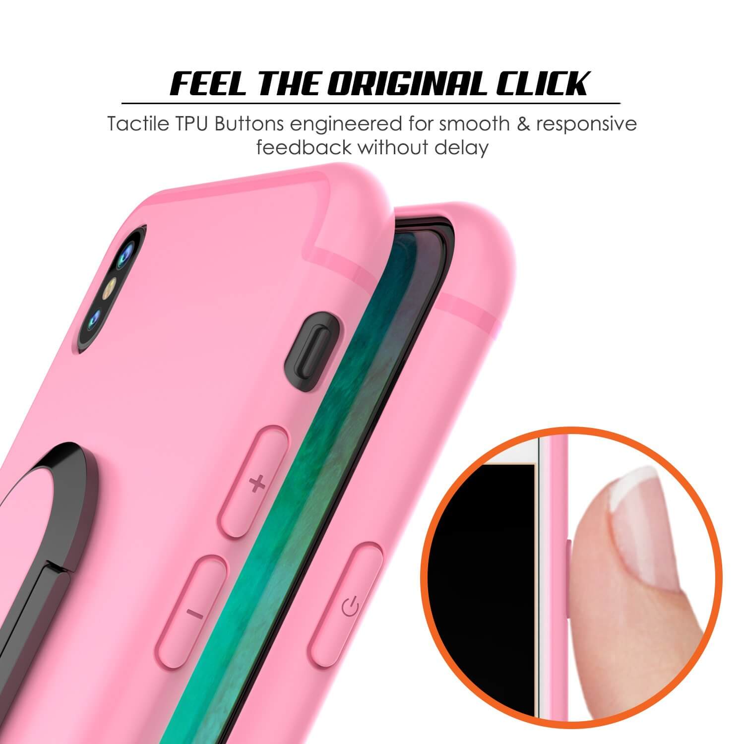 iPhone XS Case, Punkcase Magnetix Protective TPU Cover W/ Kickstand, Tempered Glass Screen Protector [Pink]