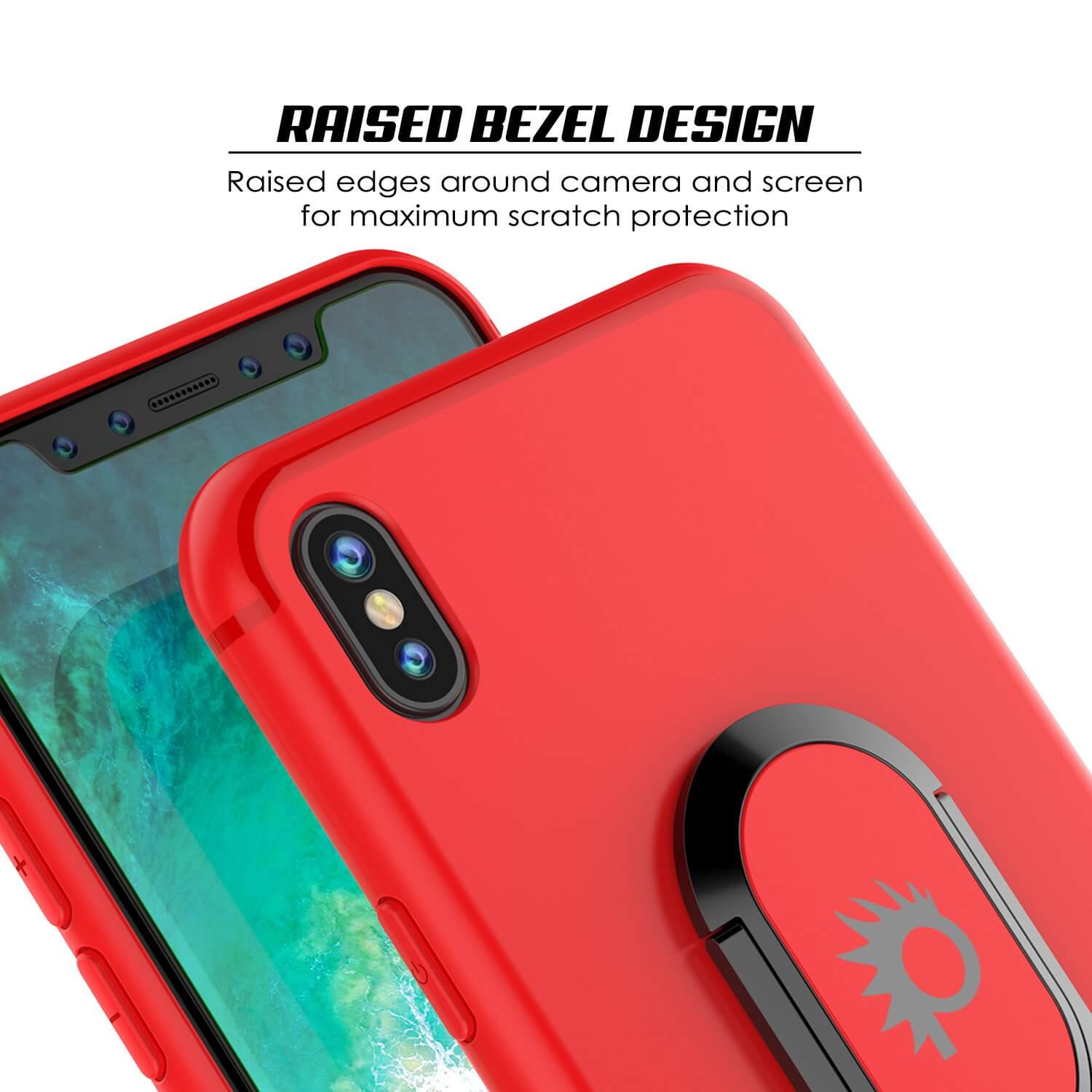 iPhone XS Case, Punkcase Magnetix Protective TPU Cover W/ Kickstand, Tempered Glass Screen Protector [Red]