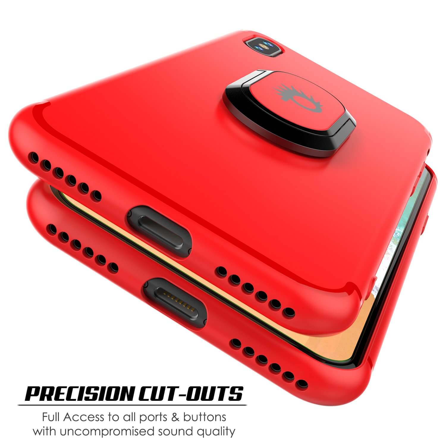 iPhone XS Case, Punkcase Magnetix Protective TPU Cover W/ Kickstand, Tempered Glass Screen Protector [Red]